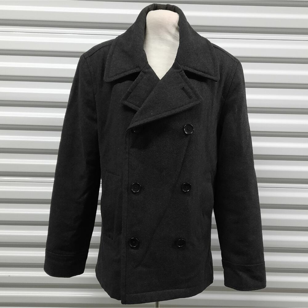 Merona Wool Coat Womens Small Gray Double Breasted Wool Blend Heavyweight Jacket